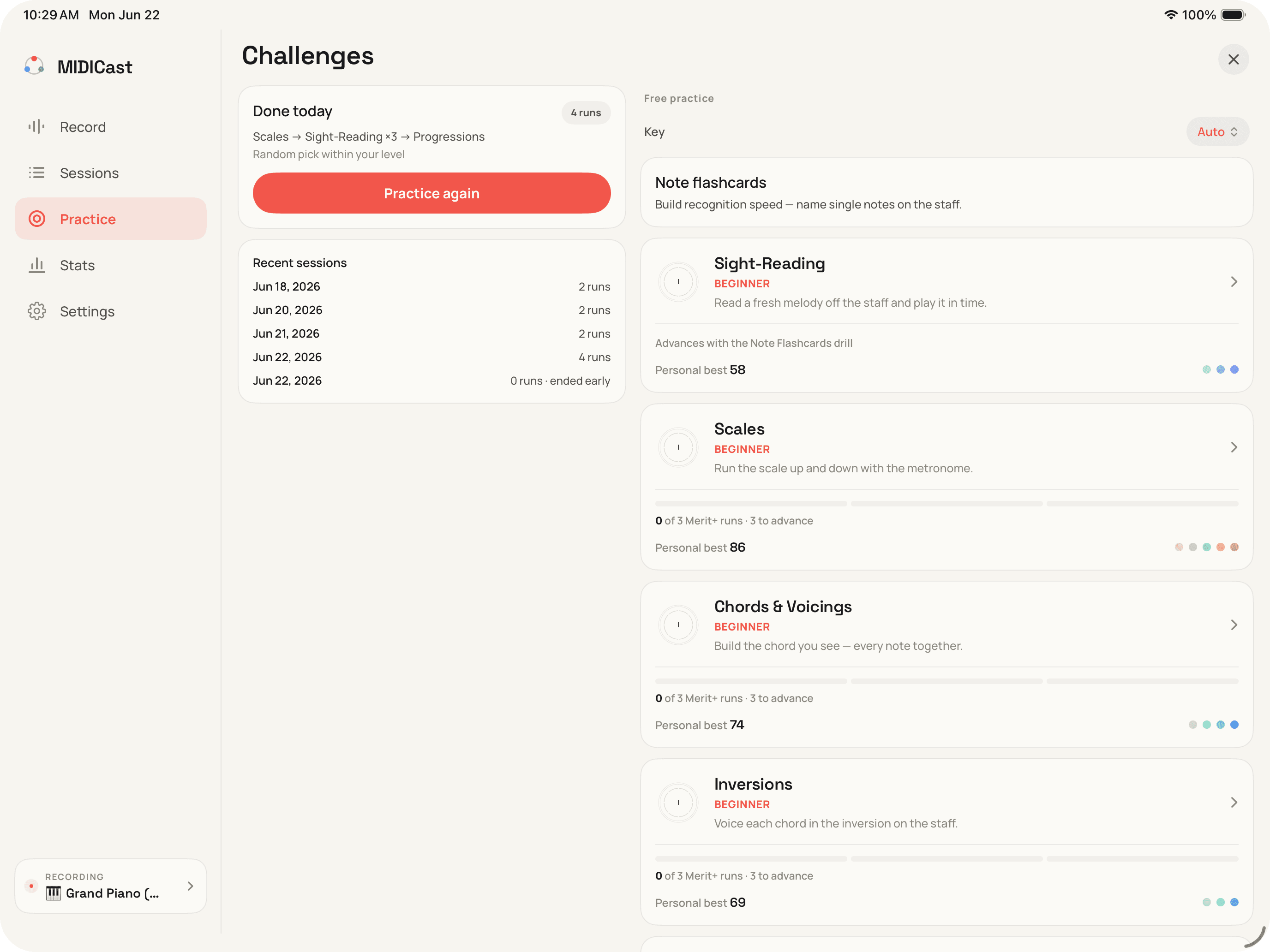 The practice hub on iPad